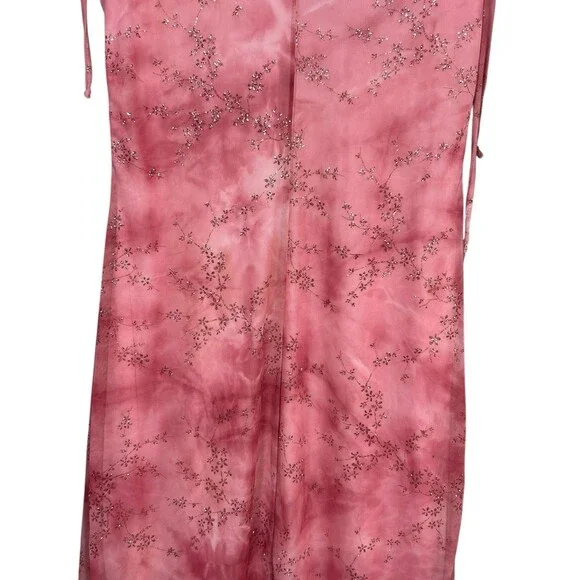 VTG 90s Taboo Women Midi Dress Sz M Pink Fairy Babydoll Y2K Handkerchief Glitter - Picture 12 of 14